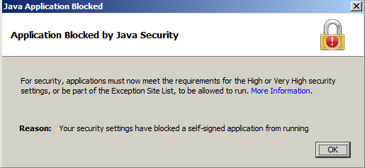 application blocked by java security windows 10