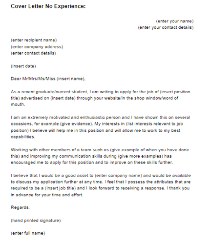 application letter for secretary without experience