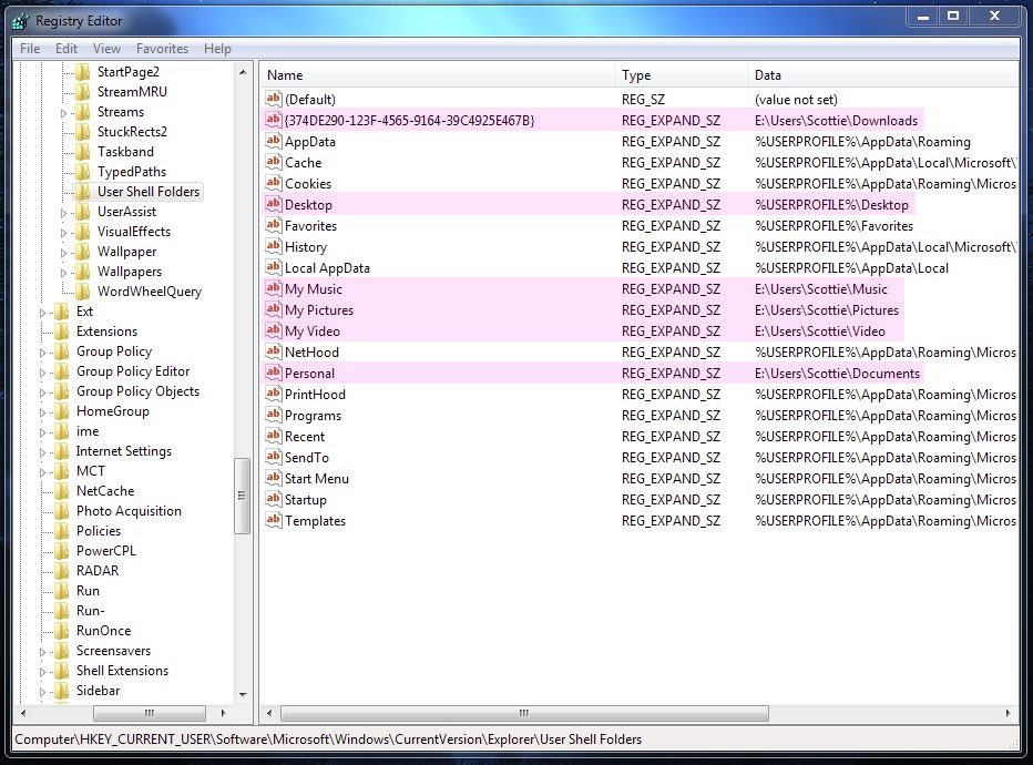application data folder windows 7
