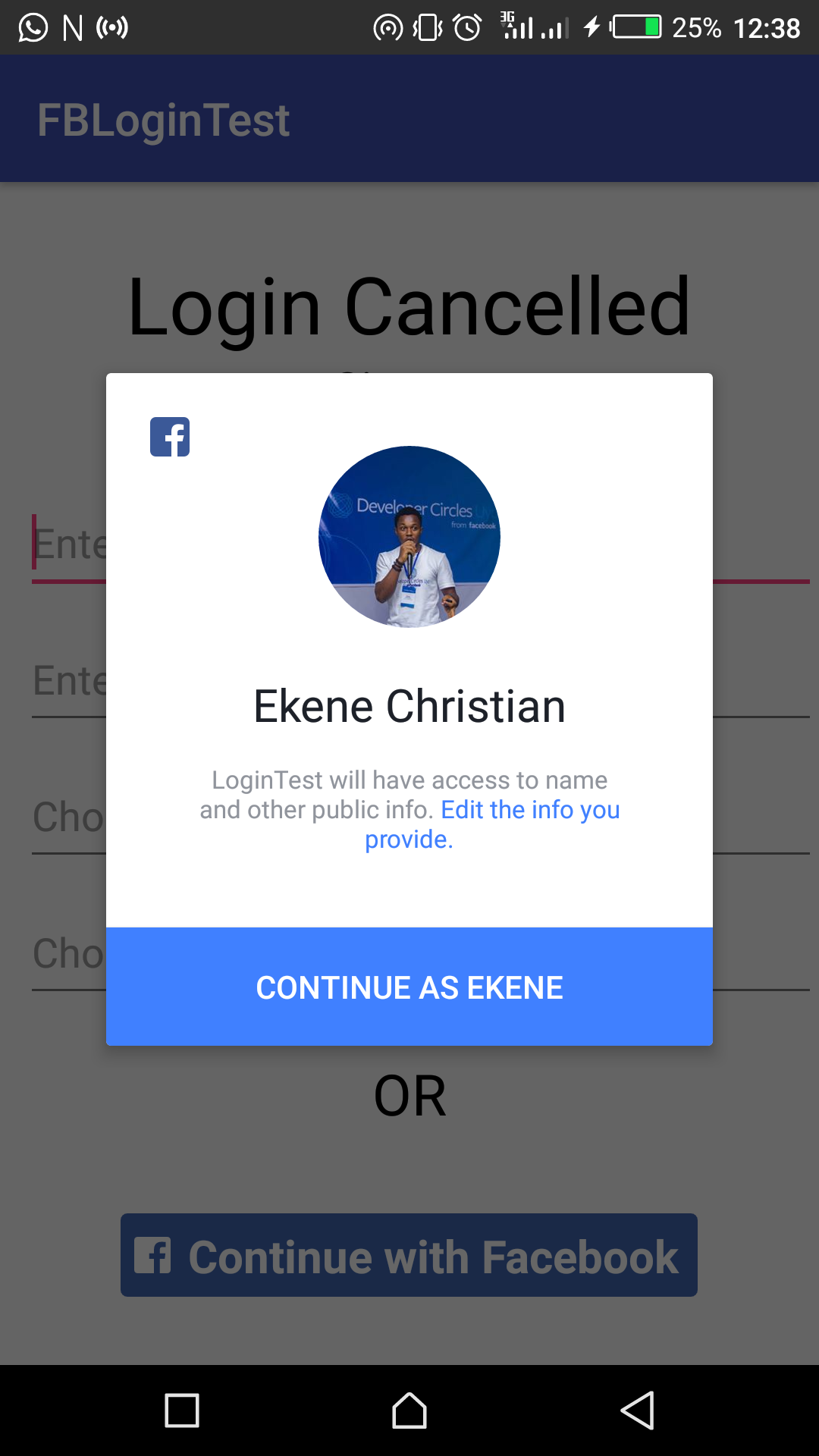 facebook login in android application
