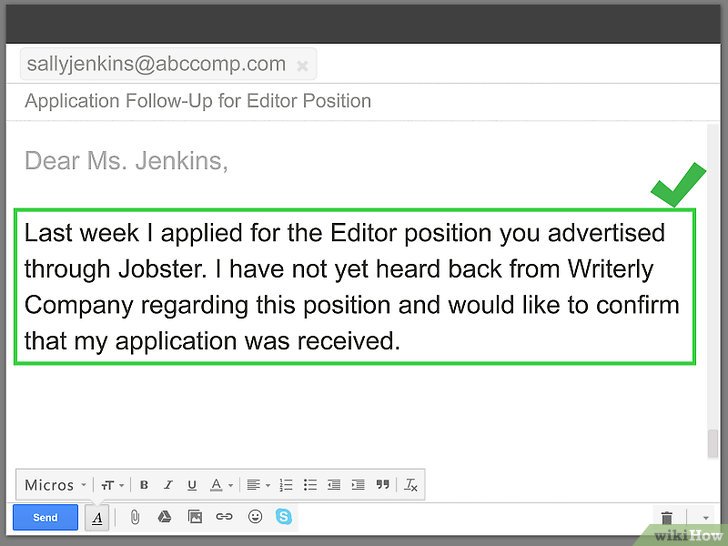 how to make a follow up letter for job application