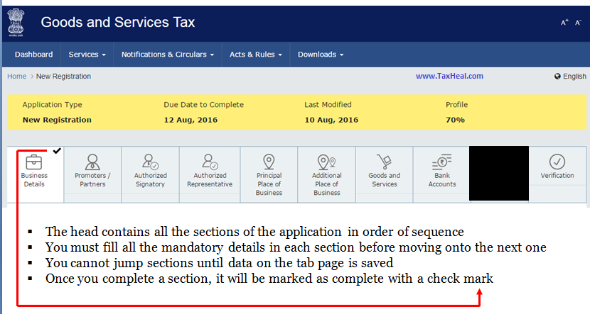 application for goods and services tax registration