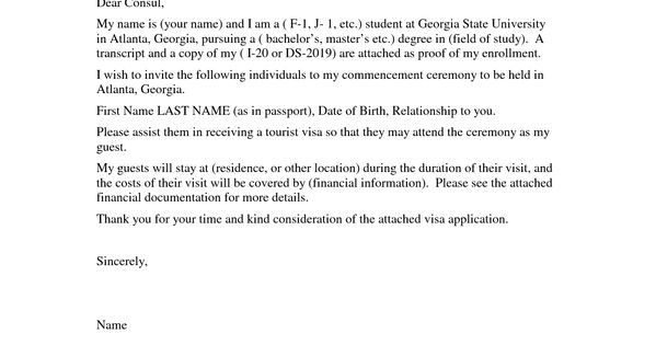 letter for visitor visa application