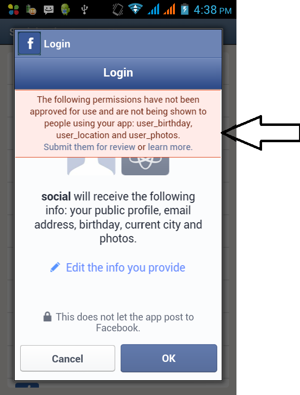 facebook login in android application