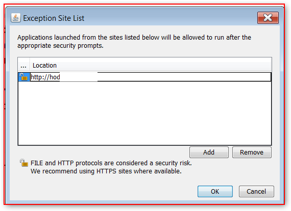 java application blocked by security settings