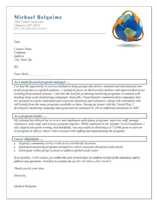 sample cover letter for grant application