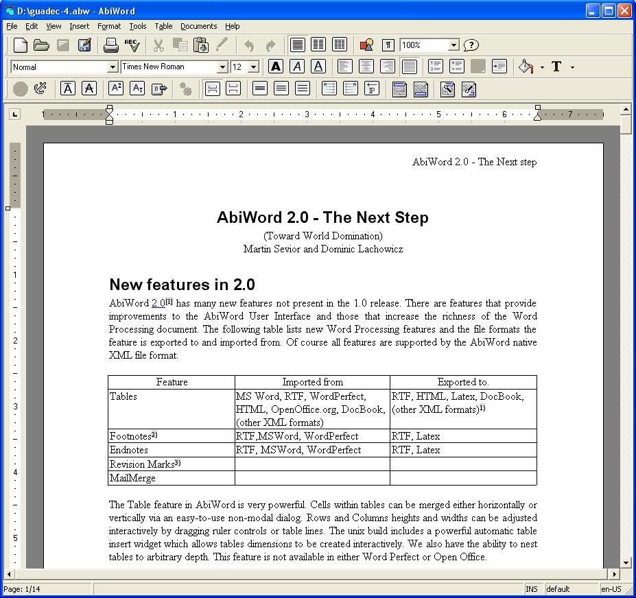 examples of word processing application