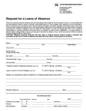 leave of absence college application