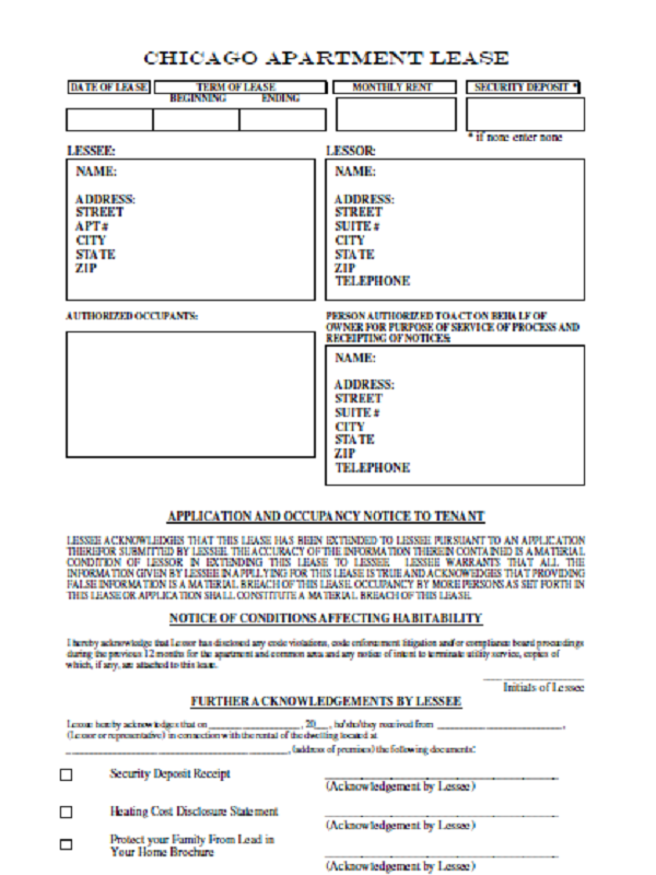 illinois residential lease application form