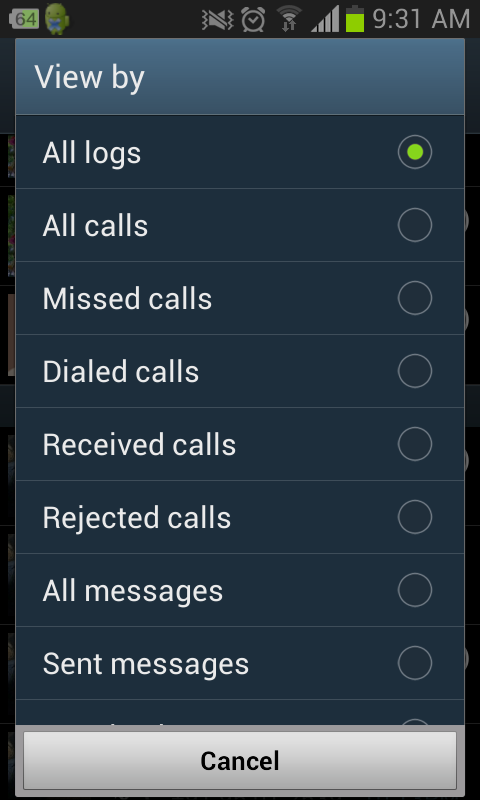 missed call application for android
